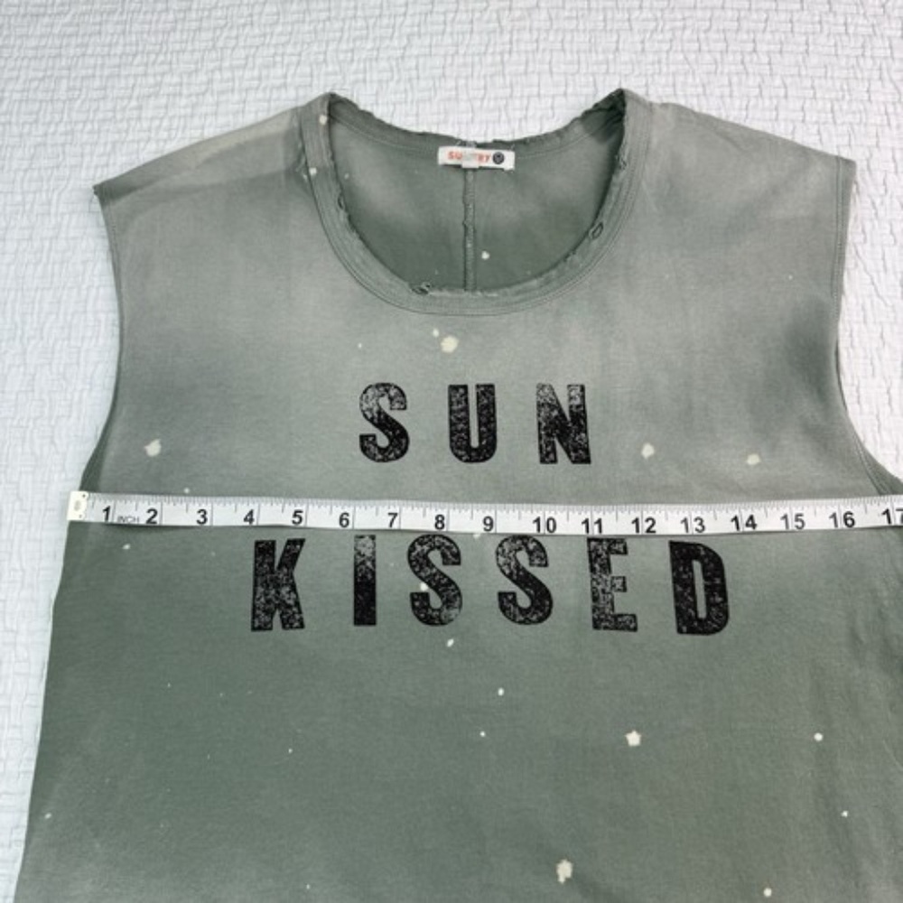 Sundry Sun Kissed Green Tank Top Women's Sz 0 (XS) Distressed Boxy Muscle Tank - Picture 7 of 8